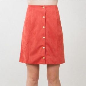 Orange/rust suede skirt